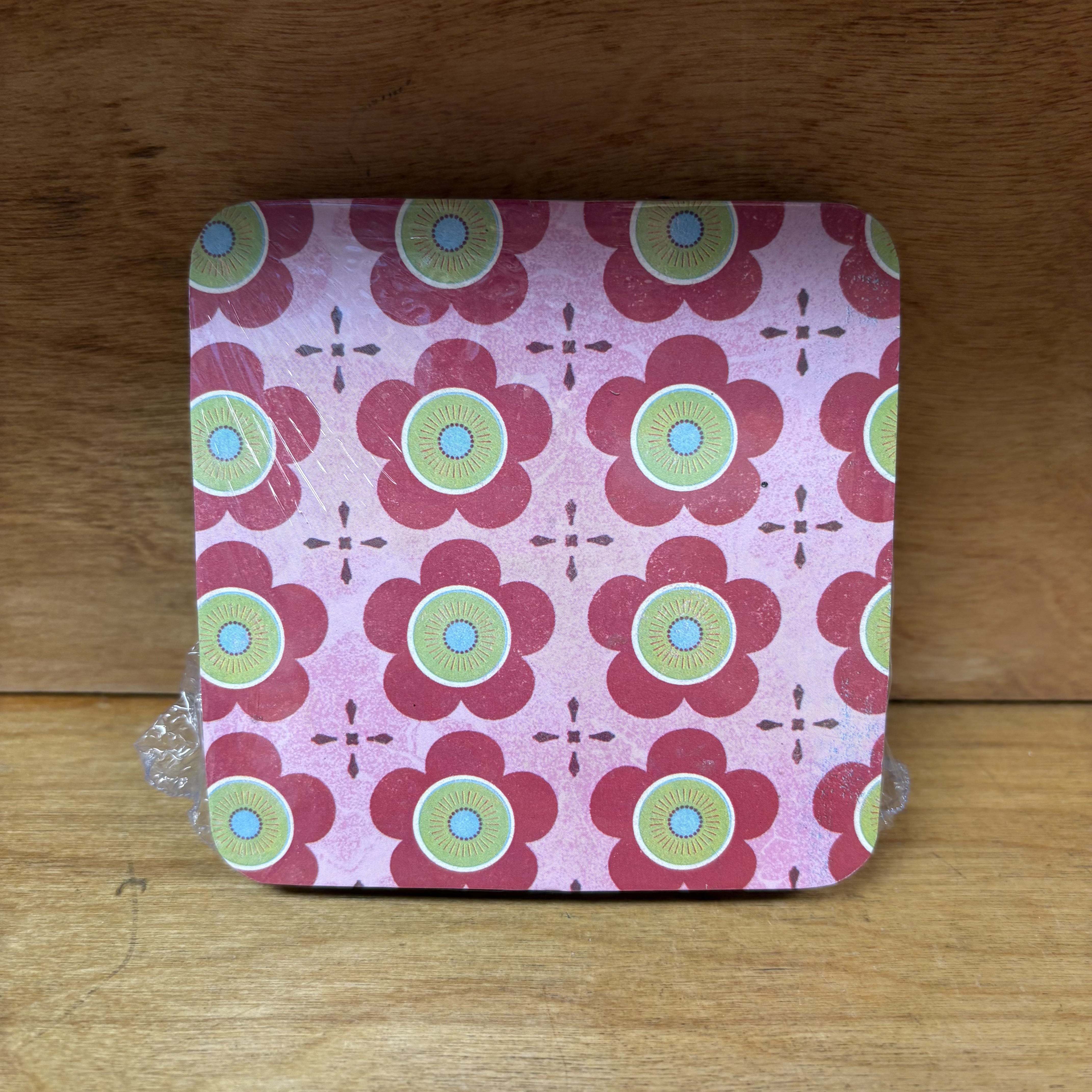 Pink Flower Cork Coaster