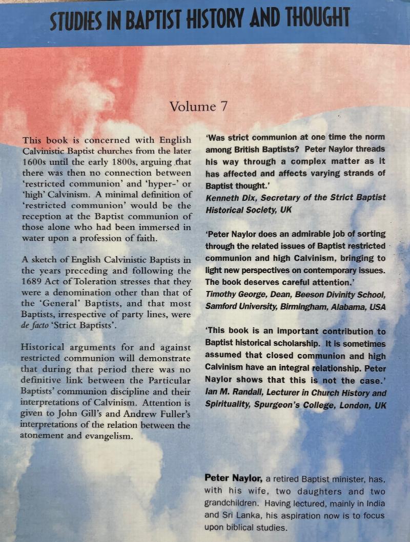 Image for Calvinism, Communion And The Baptists: A Study Of English Calvinistic Baptists From The Late 1600s To The Early 1800s (Studies in Baptist History and Thought, Volume 7)