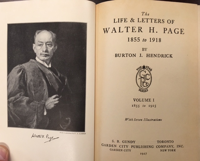 Image for The Life and Letters of Walter H. Page 1855 to 1918(Volume I - 1855-1915)