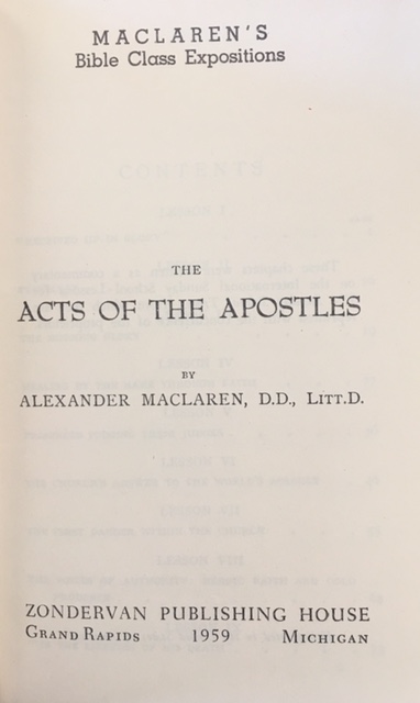 Image for The Acts of the Apostles (Maclaren's Bible Class Expositions)