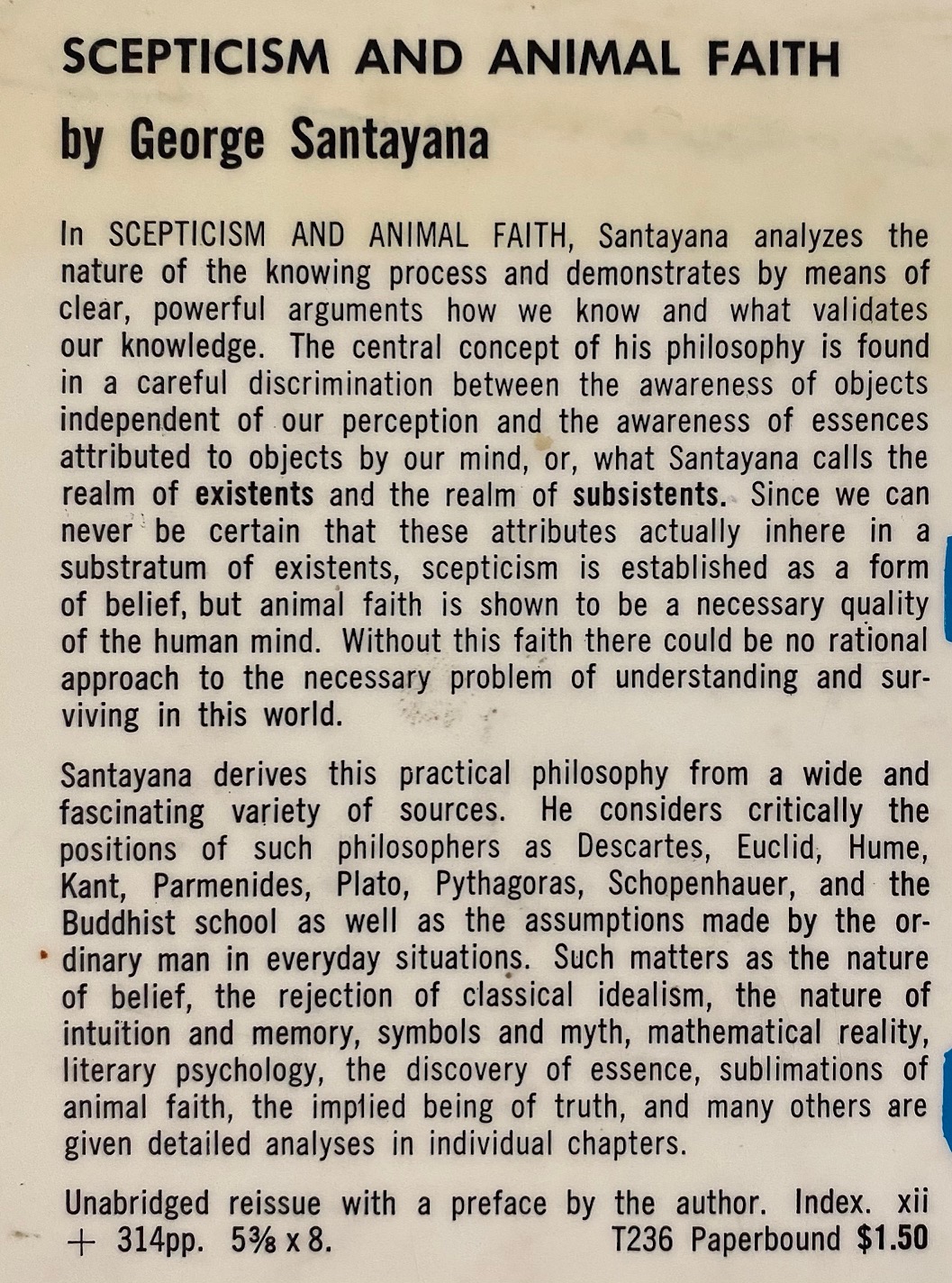 Scepticism and Animal Faith: Introduction to a System of Philosophy Scepticism and Animal Faith: Introduction to a System of Philosophy